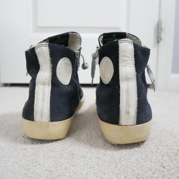 Golden Goose GGDB men's Francy hi-top sneaker Blue suede - Picture 4 of 9